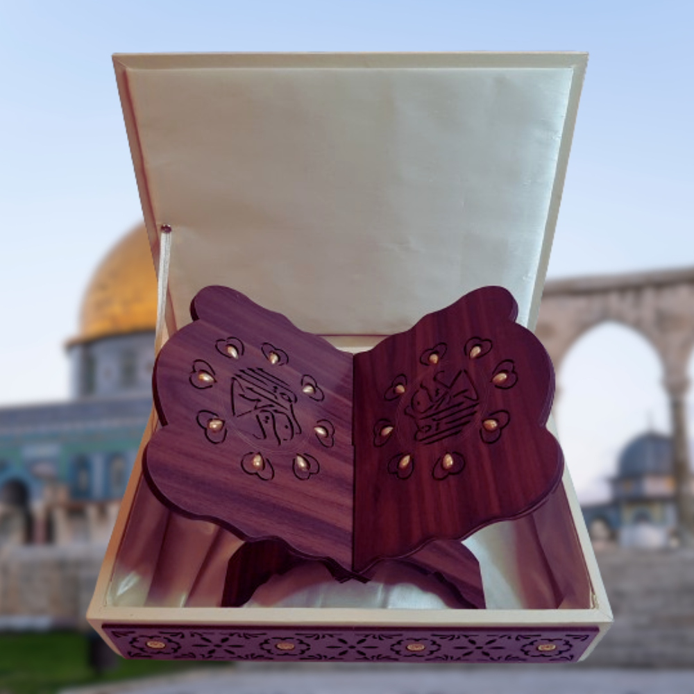 Wooden Classic Arabic Design Quran Box with Rehail