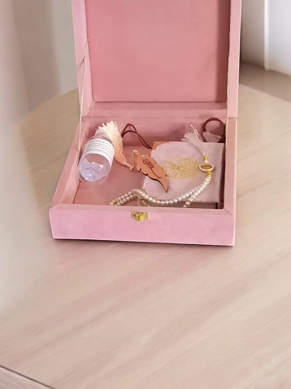 Tabarruk and Gift suede box with pouch bringing home blessing fill it sacred Token from your occation