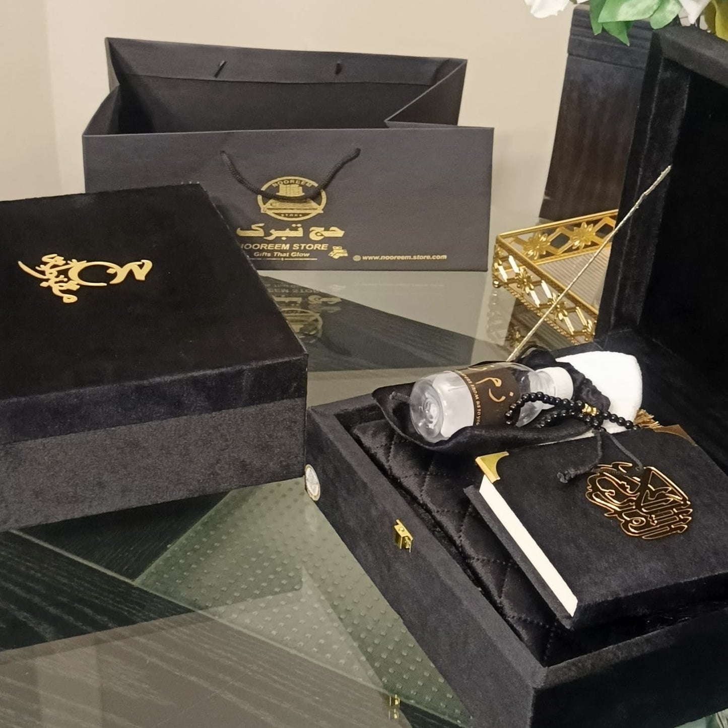 Exquisite Wooden velvet Hajj & Umrah tabarrukh sets