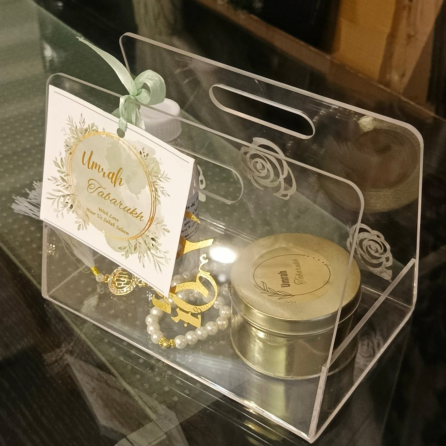 Hajj/Umrah tabarrukh Acrylic Basket | Gift Basket