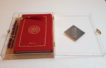 Rainbow Quran with  acrylic Box with 33 Beats Tasbeeh and Ittar