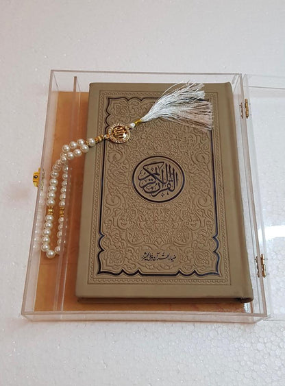 Rainbow Quran with  acrylic Box with 33 Beats Tasbeeh and Ittar