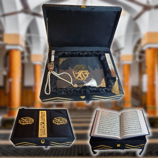 Luxurious Valvet-Covered Wood Box with Quran Stand (Rehail) Coplete bridal set