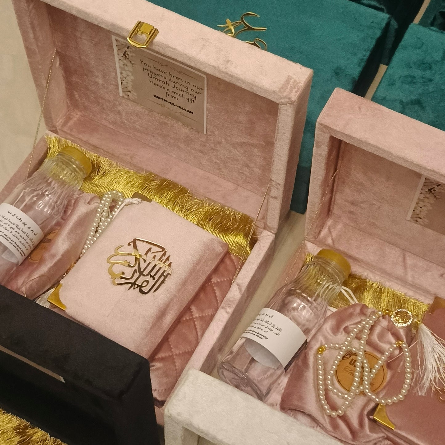 Exquisite Wooden velvet Hajj & Umrah tabarrukh sets