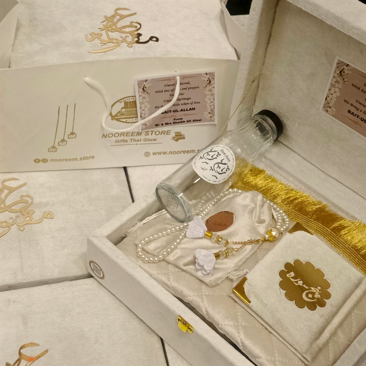 Exquisite Wooden velvet Hajj & Umrah tabarrukh sets