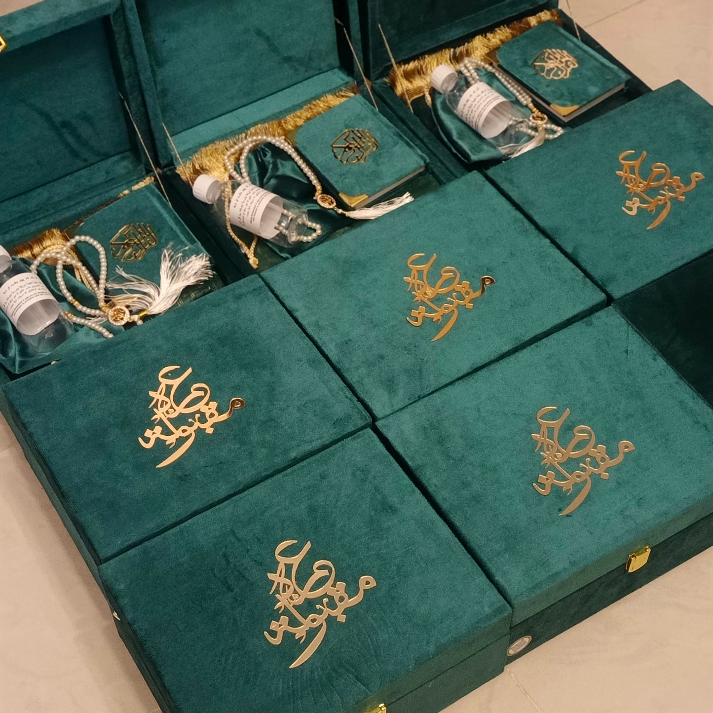 Exquisite Wooden velvet Hajj & Umrah tabarrukh sets