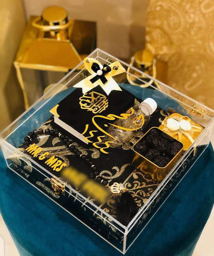 Acrylic blessed tabarruk box customize for perfect for Hajj,Umrah,Ramdan and Eid