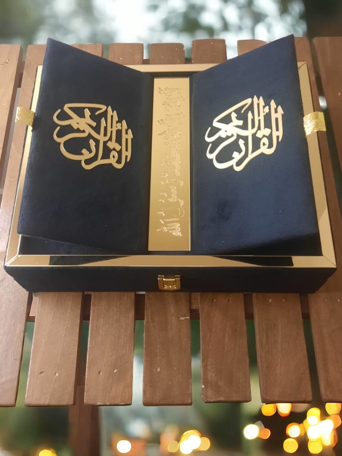 Divine Elegance:  Quran Box with Velvet Cover and Tasbeeh - A Spiritual Haven