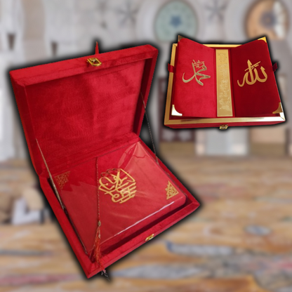 Divine Elegance:  Quran Box with Velvet Cover and Tasbeeh - A Spiritual Haven