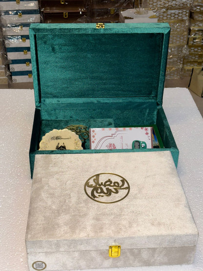 Ramadan Kareem Wooden Velvet Quran Gift Box