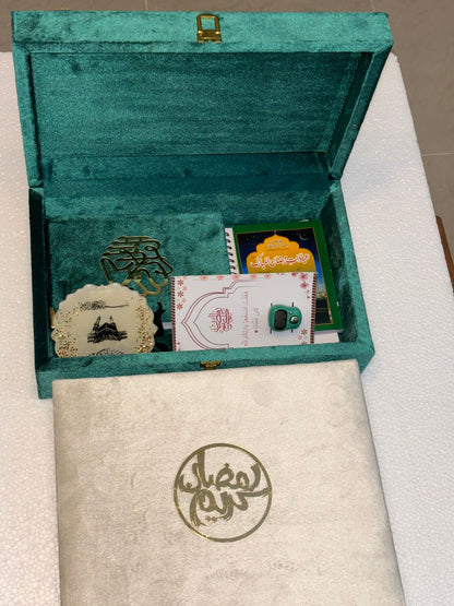 Ramadan Kareem Wooden Velvet Quran Gift Box