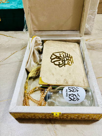 Wooden Velvet Hajj & Umrah Tabarrukh Gift Set