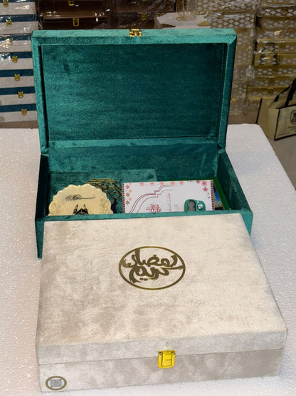 Ramadan Kareem Wooden Velvet Quran Gift Box