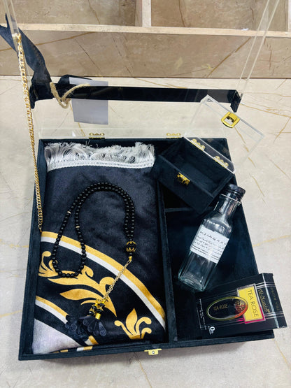 Umrah Tabbaruk premium Wooden Velvet Acrylic Lid Cover Gift Set